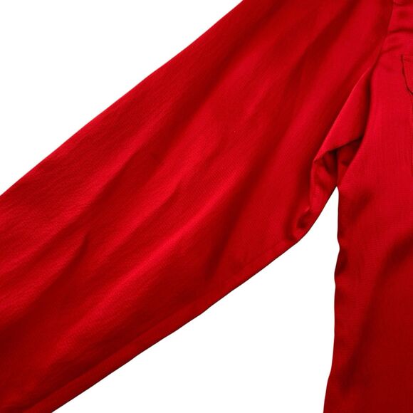 Talbots Silk Button Up Blouse Top Red Career Preppy Petite 14 - Picture 3 of 10